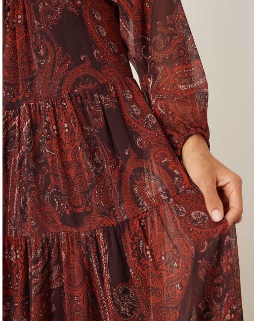 Mango Brown Chiffon Maxi Dress
