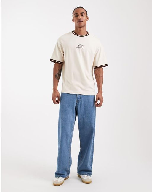 Only & Sons Natural Boxy Fit T-shirt With Contrast Colour for men