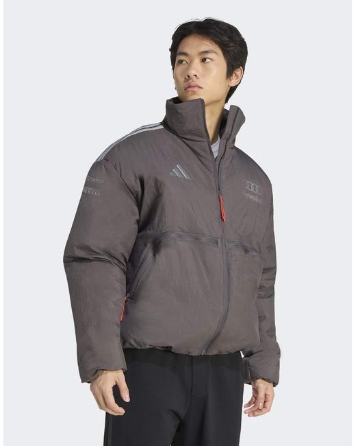 Adidas Originals Gray Audi Formula One Team Engineers & Marketing Padded Jacket for men