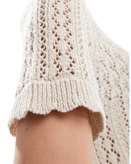 ONLY White Crochet Short Sleeve Top