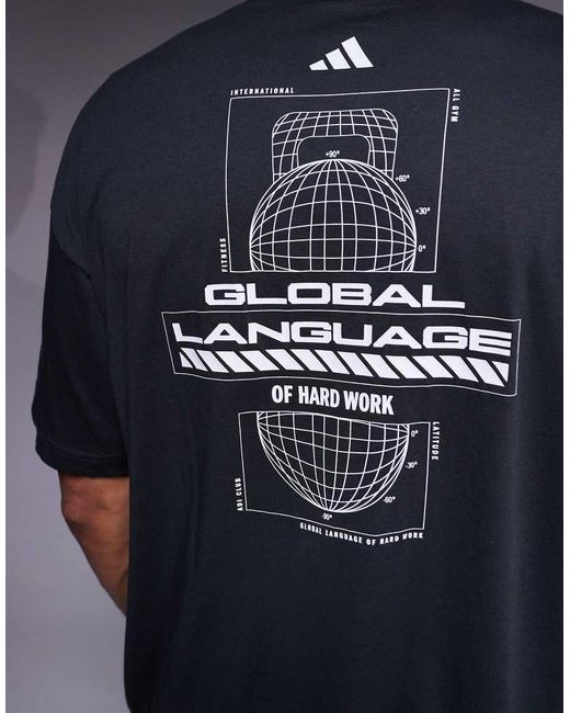 Adidas Originals Blue Adidas Training T-shirt With Globe Back Print for men