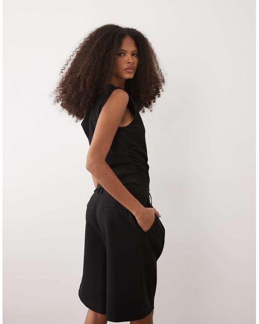 Mango Black One Shoulder Sleeveless Top