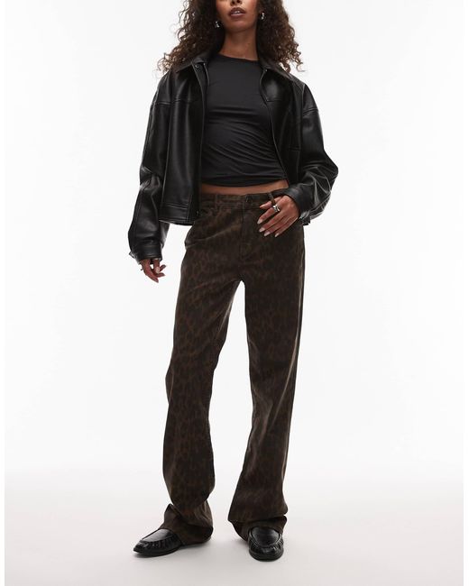 AllSaints Black Haldan Leopard Slim Bootcut Jeans