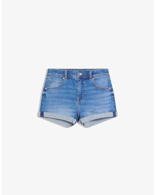 Bershka Blue Denim Roll-up Shorts