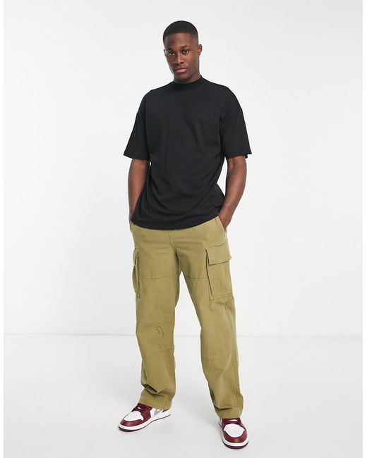 New Look Black Oversized Turtle Neck T-Shirt for men