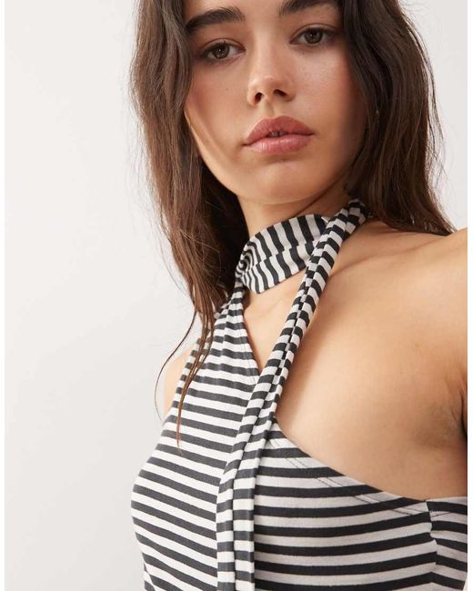 Weekday Blue One Shoulder Halter Top