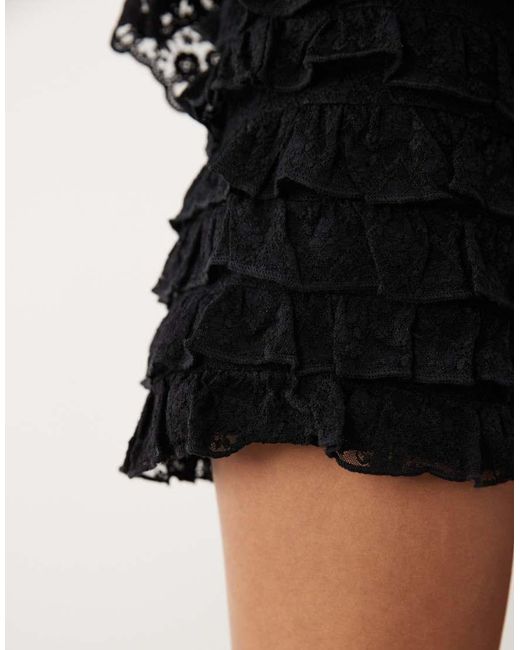 ASOS Black Layered Lace Ruffle Micro Shorts