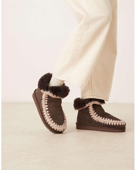 Mou Natural 18 Shearling Lined Suede Boots