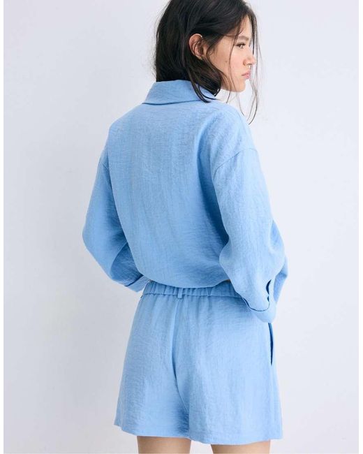 Stradivarius Blue Smart Rustic Shorts