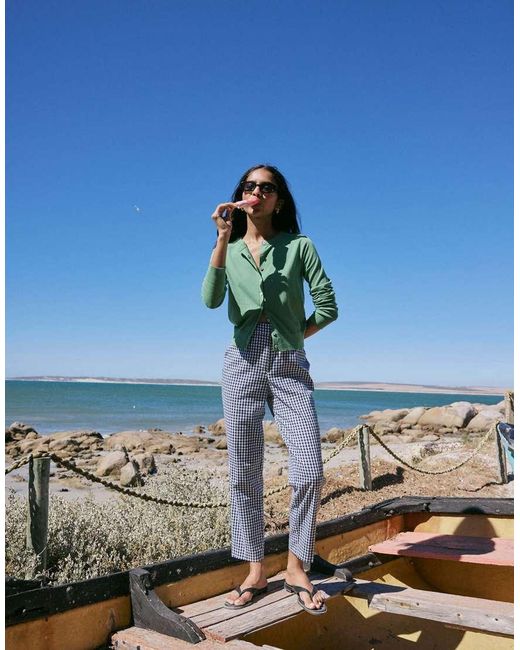 Nobody's Child Green Gingham Cigarette Trousers