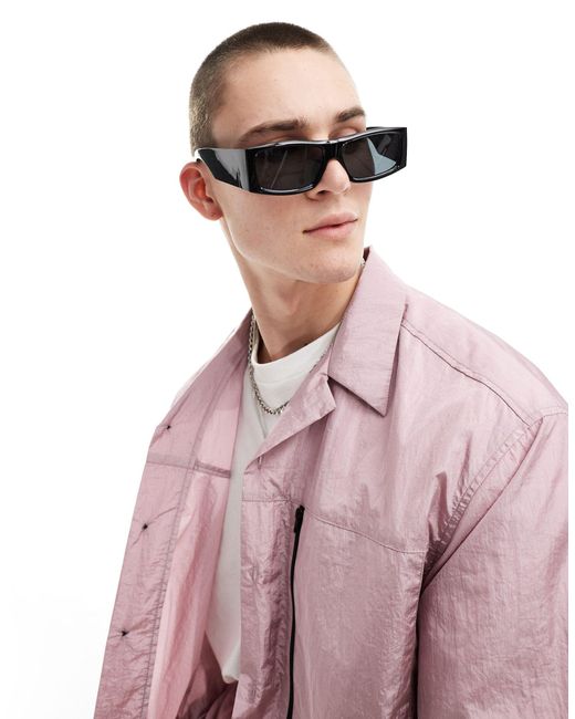 ASOS Pink Flat Brow Square Sunglasses for men