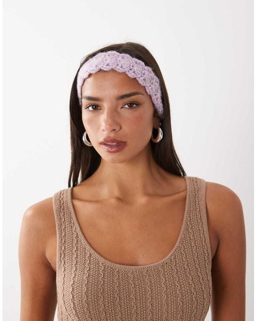 Kiwi & Co Brown Handknit Crochet Tie Back Headband