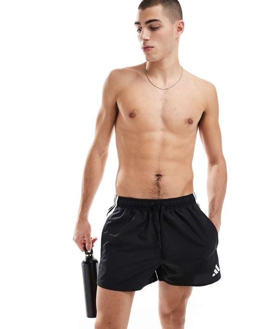 Adidas Originals Blue Adidas Swimming 3 Inch Swim Shorts With 3 Stripe for men