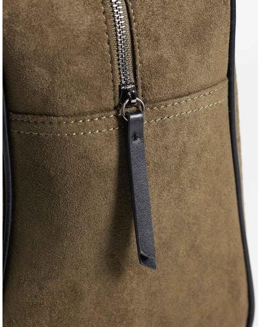 ASOS Green Faux Suede Holdall With Paisley Scarf for men