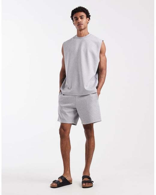 ASOS Gray Oversized Fit Jersey Short With Pintucks for men
