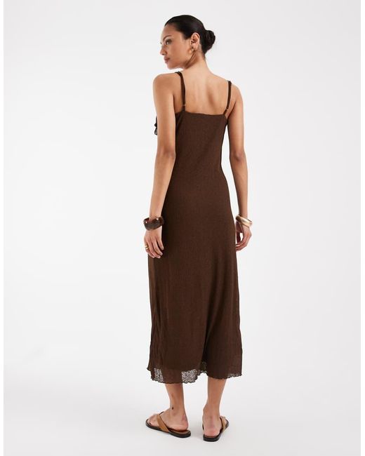 Vero Moda Brown Frill Trim Cami Midi Dress