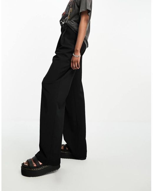 Pantalones De Sastre Negros De Pernera Ancha Con Pinzas De Asos Design Tall ASOS de color Black