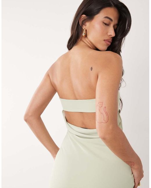 Aria Cove Natural Structured Bandeau Cowl Back Detail Maxi Dress