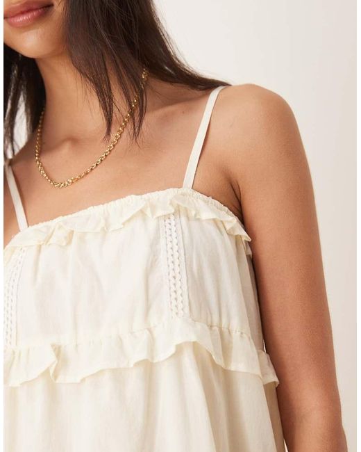 ASOS Natural Cotton Trim Insert Babydoll Maxi Dress