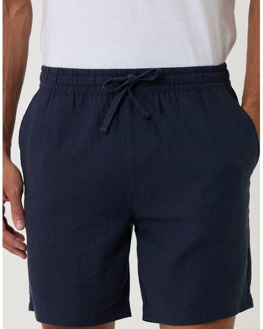 Threadbare Blue Shorter Length Linen Blend Shorts for men