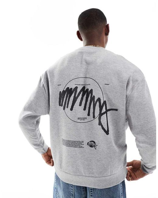 ASOS Gray Oversized Sweatshirt With Print for men