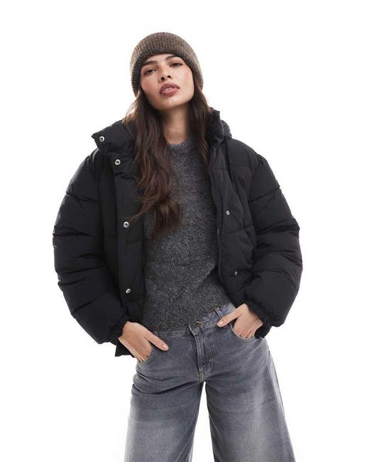 Pimkie Black Padded Hooded Coat With Drawstring Hood