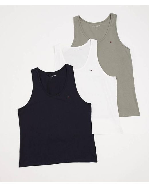 Tommy Hilfiger Blue Signature Cotton 3 Pack Vest for men