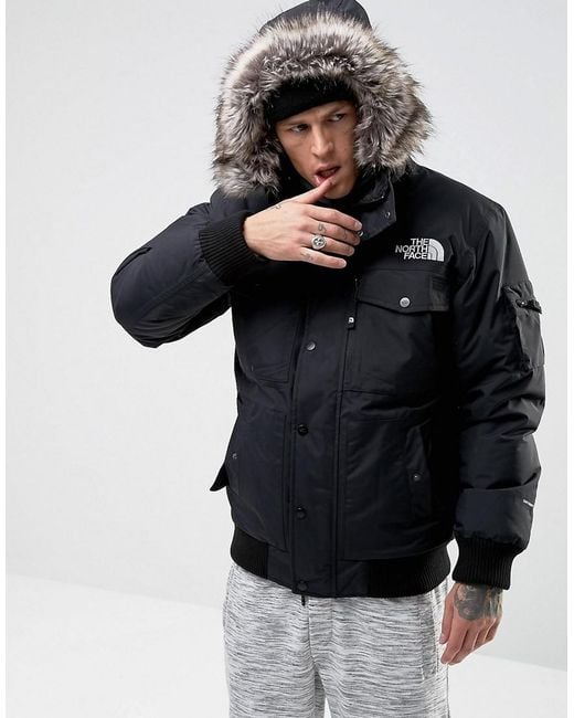 The North Face Gotham Bomber Jacket With Detachable Faux Fur Hood In Black for  Men | Lyst