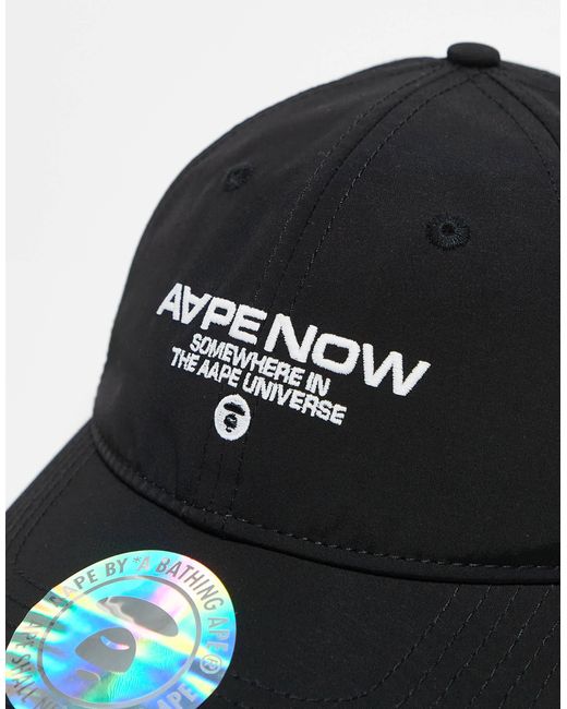 Aape By A Bathing Ape Black Aape By A Bathing Ape Logo Cap for men