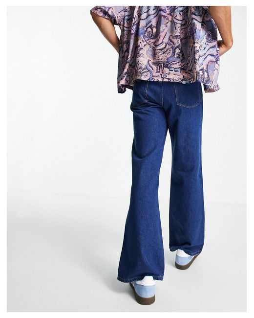 TOPMAN Denim Flared Jeans in Blue for 