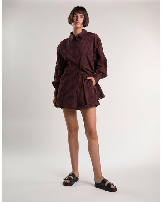 Glamorous Red Cutwork Shorts