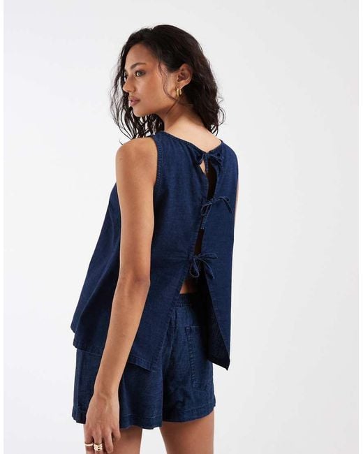 ASOS Blue Denim Tie Back Shell Top Co-ord