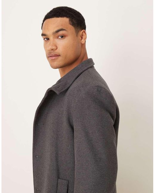 Mango Black Funnel Neck Wool Mix Coat for men
