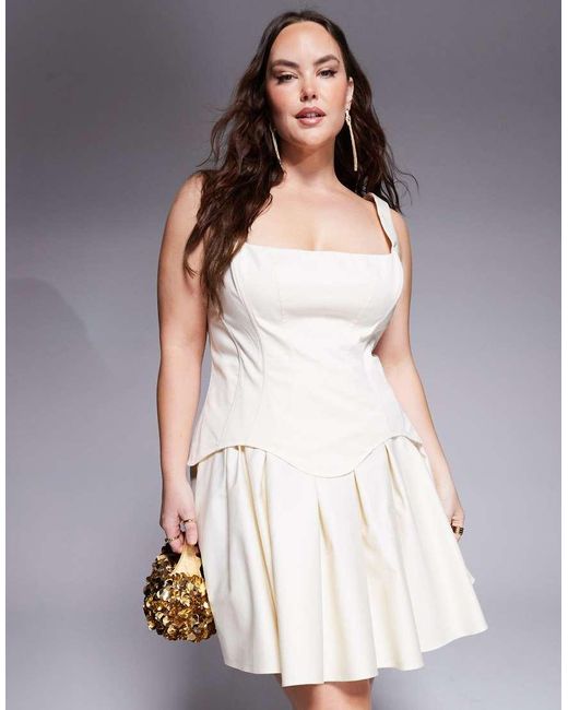 ASOS White Asos Design Curve Corset Full Skirt Mini Dress
