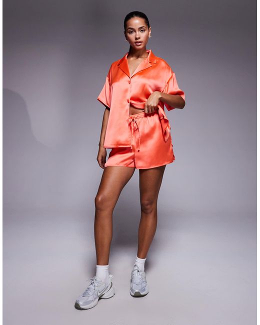 ASOS Red Satin Co-Ord Short