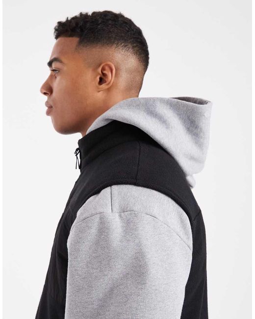 New Look Black Tech Fleece Gilet for men