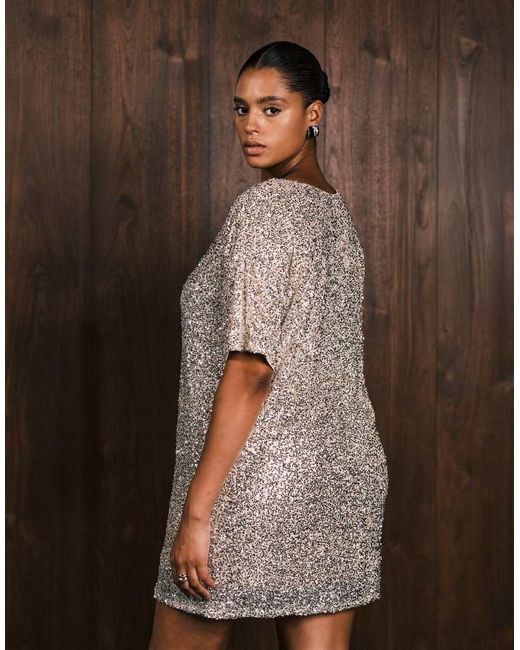 Never Fully Dressed Natural Sequin T-shirt Mini Dress