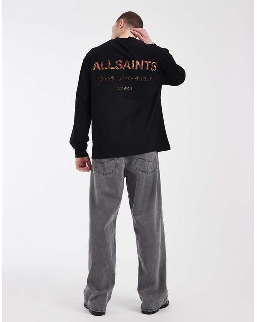 AllSaints Black Underground Long Sleeve T-Shirt for men