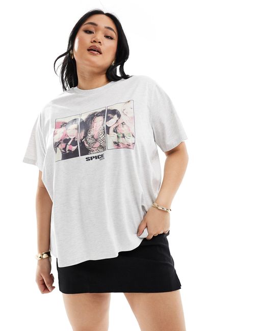ASOS White Asos Design Curve Regular Fit T-shirt With Spice Girls Licence Graphic