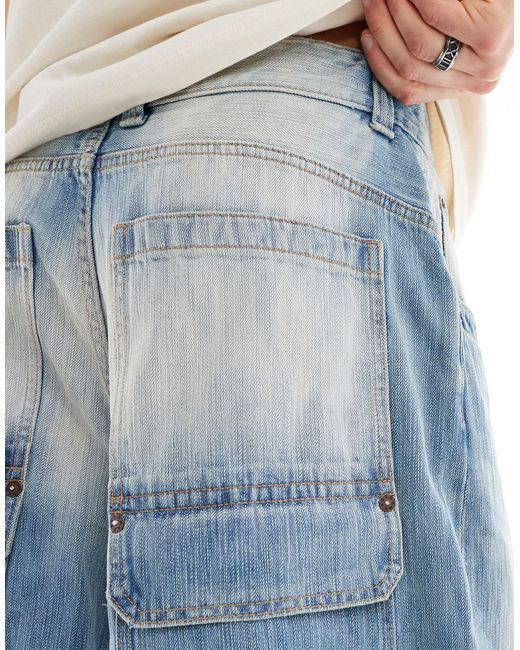 Bershka – gerippte denim-jeans in Blue für Herren