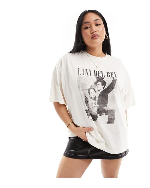 ASOS White Asos Design Curve Oversized T-shirt With Lana Del Rey Licence Graphic