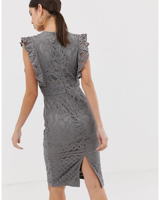 girl in mind lace frill hem midi dress