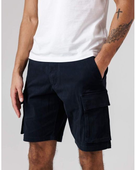 French Connection White Cotton Cargo Shorts for men