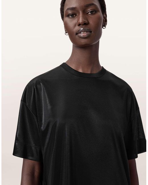 AllSaints Black – glänzendes t-shirt-kleid
