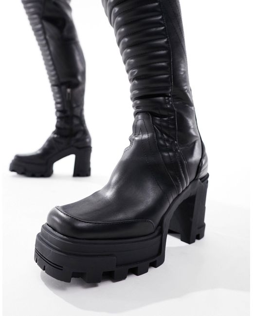 ASOS Black Over The Knee Heeled Boots for men