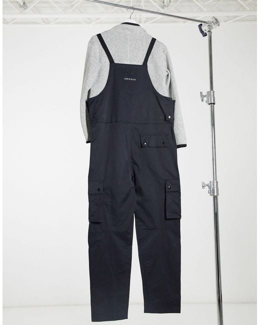 Nike Swoosh Woven Dungarees in Black for Men | Lyst UK