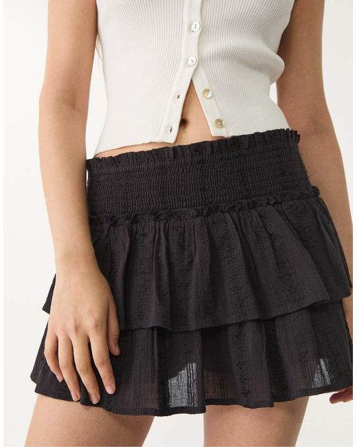 Stradivarius Natural Flowing Skort With Ruffles