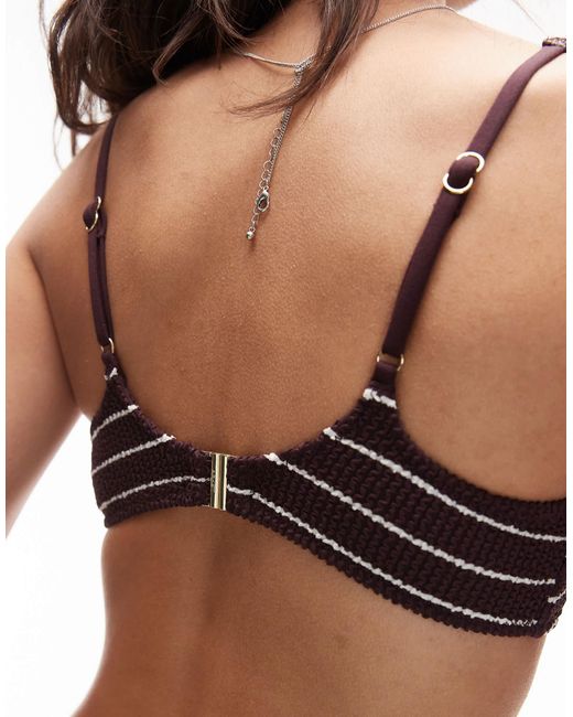 ARKET Red Mix & Match Soft V Neck Crinkle Bubble Bikini Top