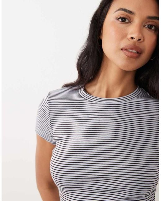 Gina Tricot Blue Crew Neck Top
