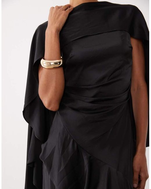 TFNC London White Cape Top Satin Maxi Dress With Wrap Skirt
